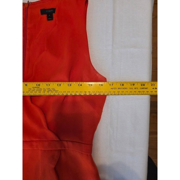 J.‎ Crew Dress Sleeveless Orange Scalloped Sheath V Neck Career Cocktail Size 6 - Picture 7 of 9